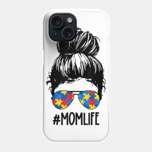 Momlife Autism Mom Puzzle Glasses Autism Awareness Woman Phone Case