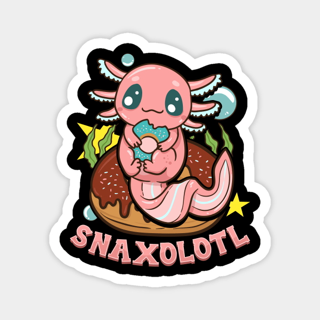 Cute & Funny Snaxolotl Adorable Snacking Axolotl Magnet by theperfectpresents