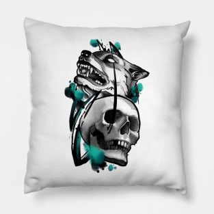 dog and skull Pillow