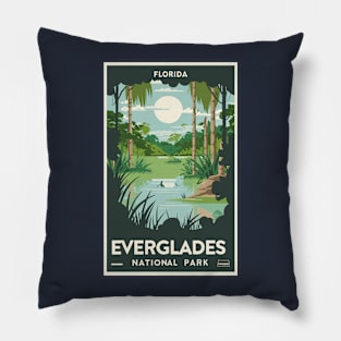 A Vintage Travel Art of the Everglades National Park - Florida - US Pillow