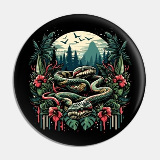 big snake on forest illustration Pin