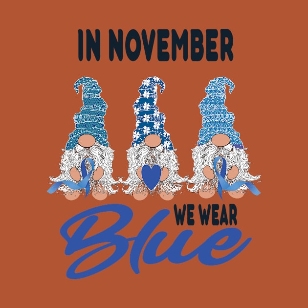 In november we wear blue gnomes diabetes awareness gift by DODG99