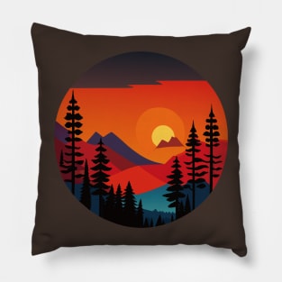 Enchanted Forest Sunset: Captivating Painting of Nature's Beauty Pillow