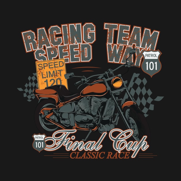 Motorcycle Racing Team Bike T-Shirt by LutzDEsign