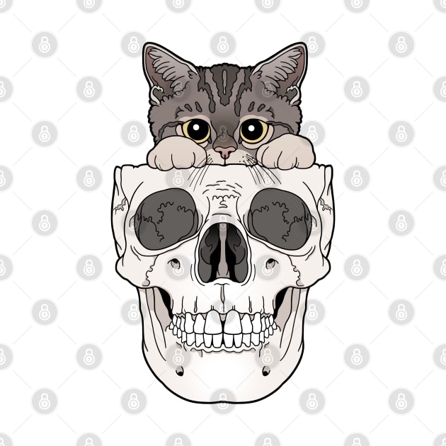 Tabby Kitty & Skull by tiina menzel