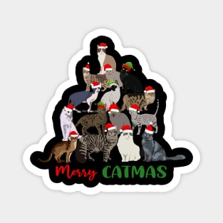 Funny Merry Catmas Christmas Cat Tree Magnet