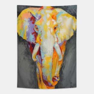 Oil elephant portrait painting in multicolored tones. Tapestry
