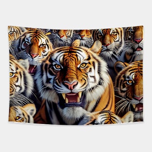 Tiger Cat Wild Nature Funny Happy Humor Photo Selfie Tapestry