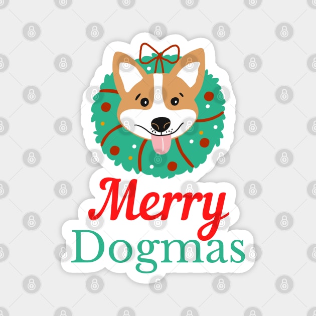 Merry Dogmas | Cute Christmas Dog Magnet by Ms Ruth