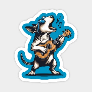 Dog Playing Guitar Singing Bull Terrier Funny Magnet