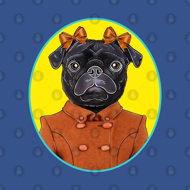 Black Pug in a Pea Coat by FivePugs