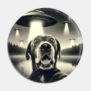 Dog selfie with UFO Pin