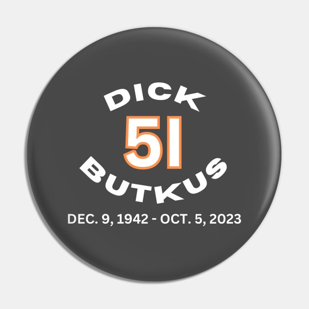 Dick Butkus RIP Tribute Memorial Pin by TeesForThee