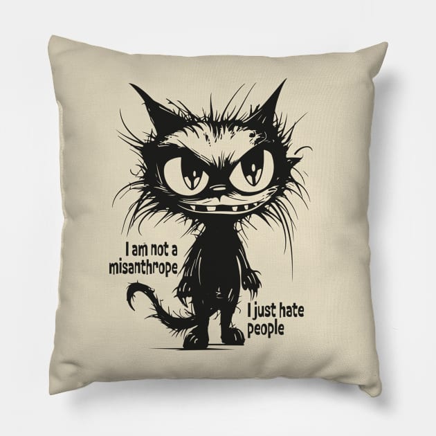 Man-hater Cat Pillow by Delicious Art