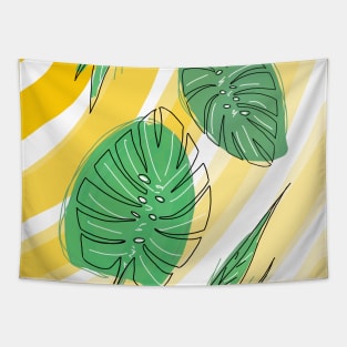 Bright pattern with green ferns on a yellow background. nature, feng shui. Art drawing digital. Great print. Tapestry