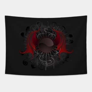 Gothic round banner with the red wings dragon Tapestry