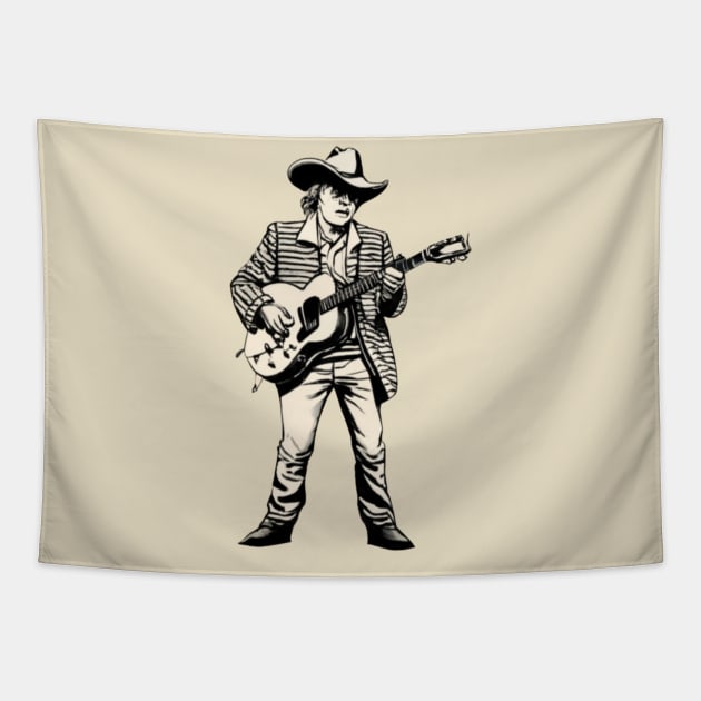 Dwight Yoakam Playing Guitar Tapestry by Aldrvnd