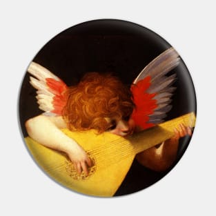 MUSIC MAKING LITTLE ANGEL Winged Cherub Playing Lute by Rosso Fiorentino Pin