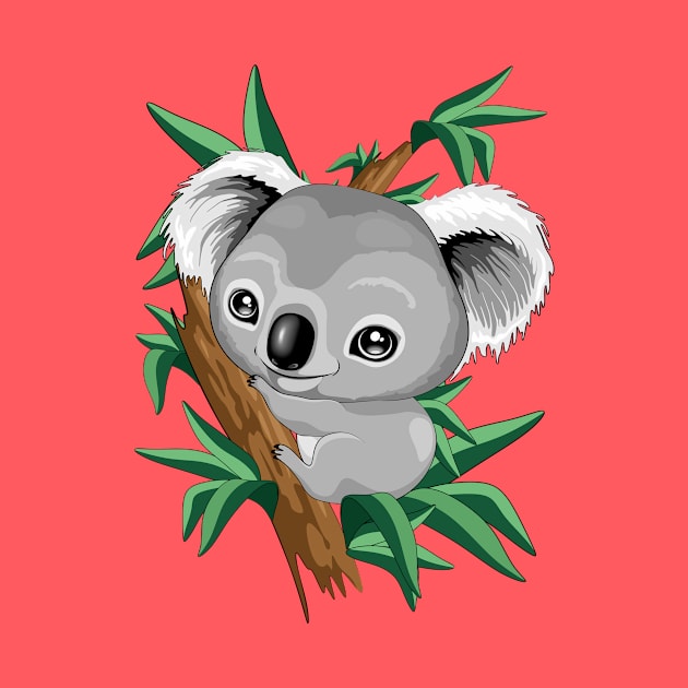 Koala Baby on Eucalypt Branch by BluedarkArt