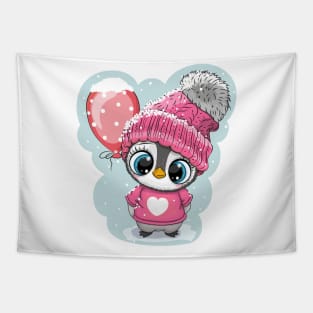 Cute Penguin with balloon Tapestry