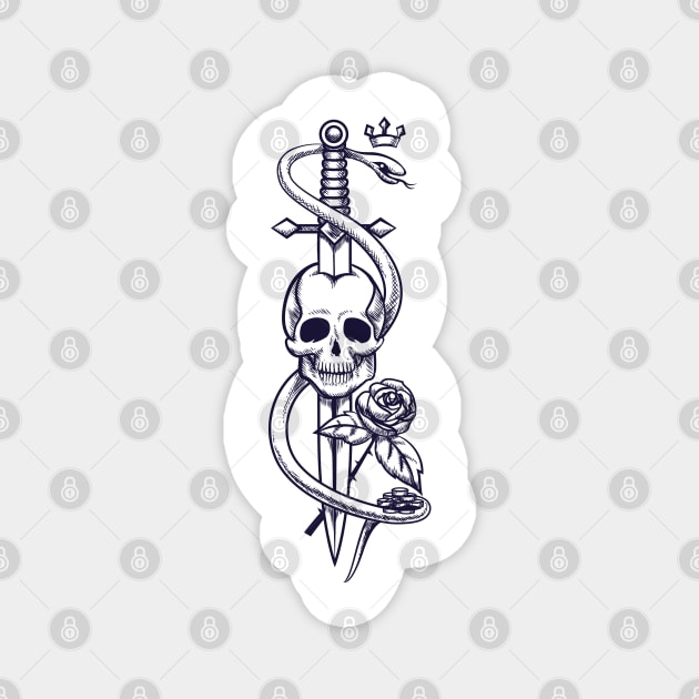 Skull Sword Snake Tattoo Magnet by Ravensdesign