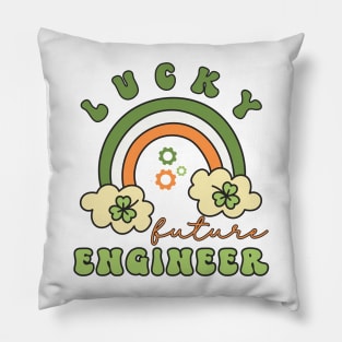 Lucky Future Engineer for Kids, St. Patricks Day Kids Gift, Future Engineer, Lucky Shamrock, Rainbow Lucky Future Engineer Kids Pillow