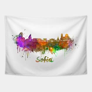 Sofia skyline in watercolor Tapestry