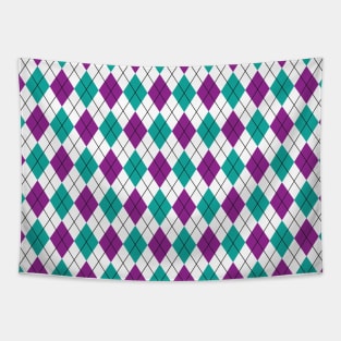 Purple and Teal Argyle Tapestry