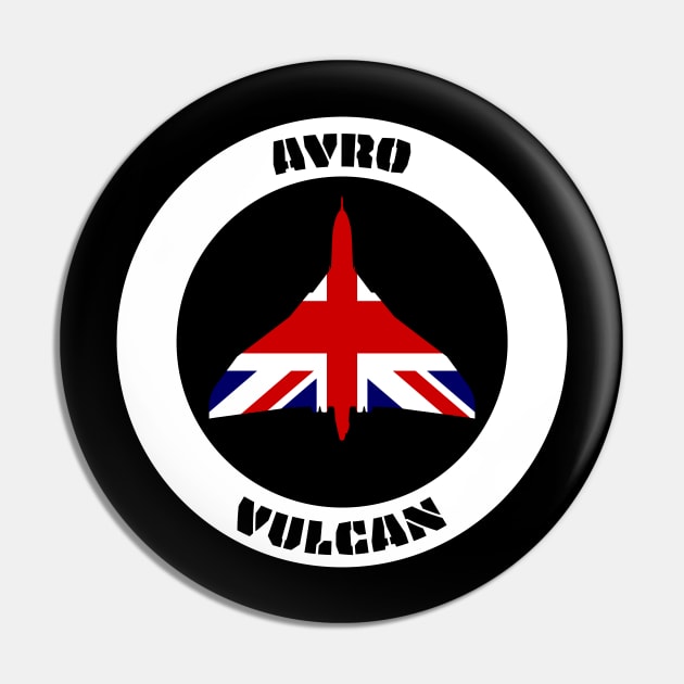 Avro Vulcan Bomber and Union Jack Pin by BearCaveDesigns