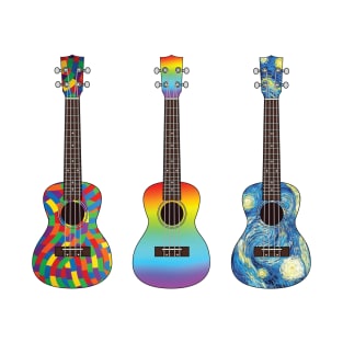 Three Ukuleles Colorful Textures T-Shirt