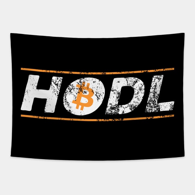 Vintage HODL Bitcoin Crypto Hold BTC Distressed Tapestry by theperfectpresents