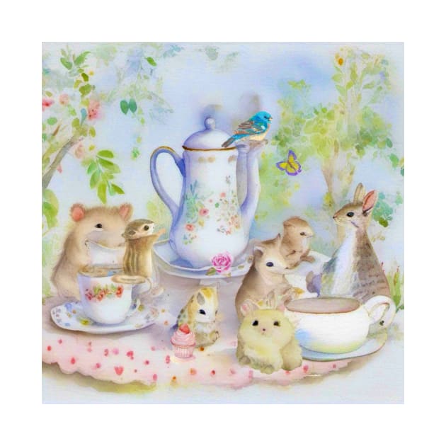 Cute tea party, children illustration by SophieClimaArt