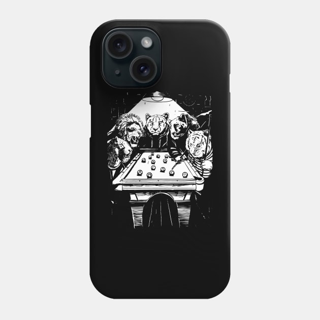 Animals Playing Pool Billiards Games Phone Case by UNDERGROUNDROOTS