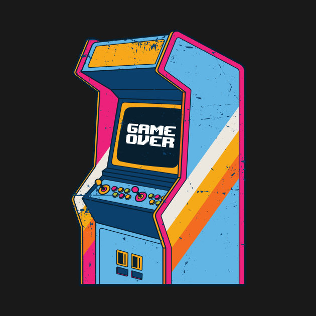 Retro Arcade Machine Game Over // Vintage Grunge Gamer Arcade by SLAG_Creative