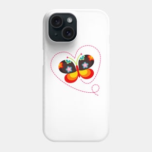 Colorful Butterfly in Heart Shaped Frame Phone Case