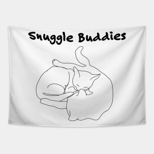 Snuggle Buddies- Simple Cat Doodle Tapestry