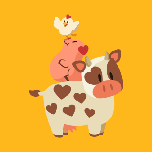 Happy Cow, Pig, and Chicken T-Shirt