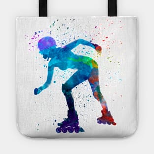 Woman in roller skates in watercolor Tote