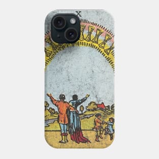 Ten of cups tarot card (distressed) Phone Case