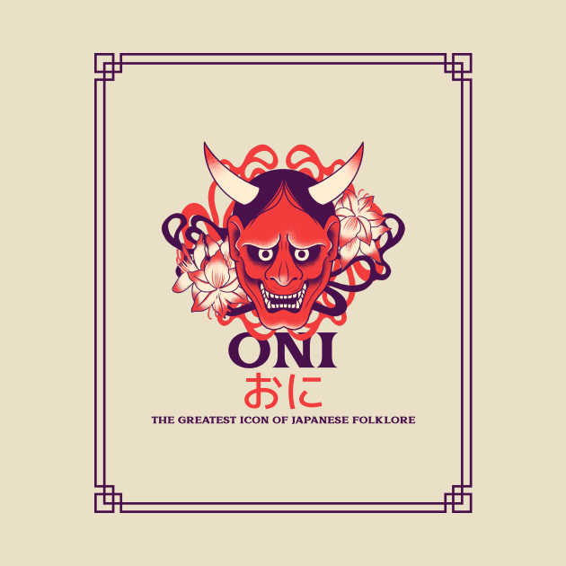 Oni Mask Japan Japanese Folklore by Tip Top Tee's