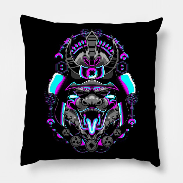 samurai mask japanese Pillow by SHINIGAMII