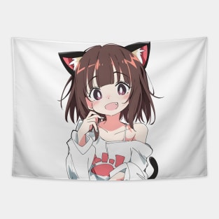 Cat Girl Retro 1990s Style Tapestry