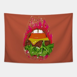 burger lips Tapestry