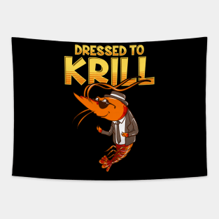 Dressed To Krill Funny Snappy Fish Ocean Pun Tapestry