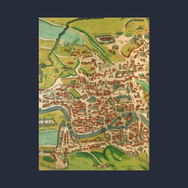 Antique City Map of Rome, Italy with Fortification by MasterpieceCafe