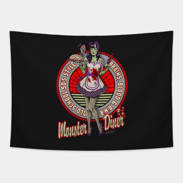 Monster Diner Tapestry by nanobarbero