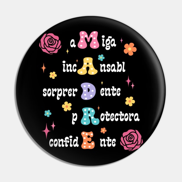 Spanish Mothers Day, Retro Madre, Groovy Mama Pin by thavylanita