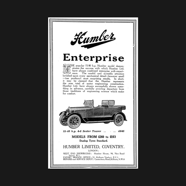 Humber - 15-40 4-5 Seater Tourer - 1927 Vintage Car Advert by BASlade93