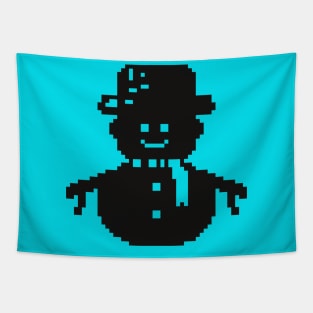 Snowman pixel art in black Tapestry