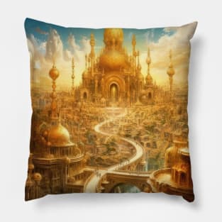 City of the Gods: Majestic Golden Realm Pillow